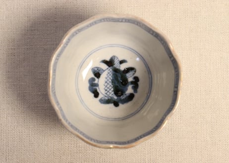 明治前期色絵牡丹と烏帽子図向付