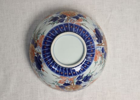 明治前期色絵四方牡丹と菊図8寸鉢