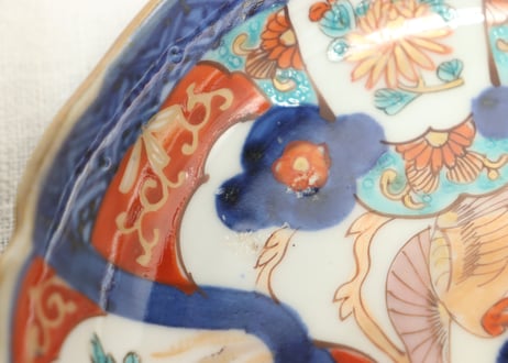 江戸幕末色絵牡丹と鳳凰図5寸皿①