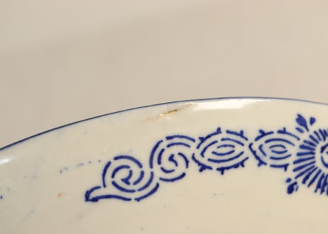 明治後期~大正紙刷蛸唐草図8寸皿　かたつき