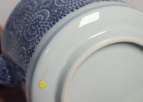 明治前期染付蛸唐草文銚子2pセット トリアシ,蓋ホツ,注ぎ口ノミホツ