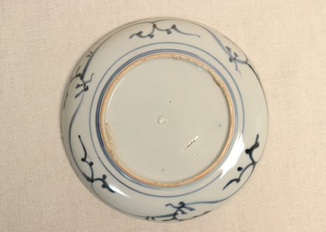 江戸中期染付竹林雀図6寸皿②濃いめ フリモノ