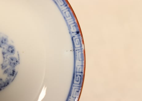 大正～昭和戦前九谷焼色絵三方に牡丹図飯茶碗