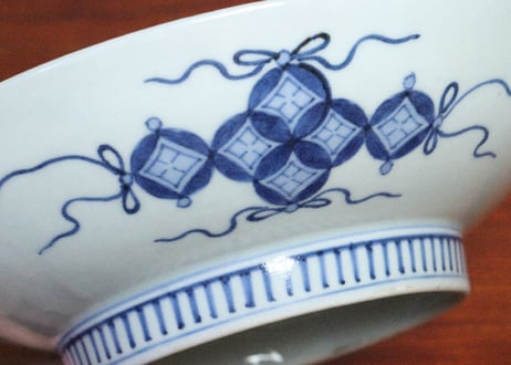 江戸幕末鍋島染付牡丹図７寸台皿③