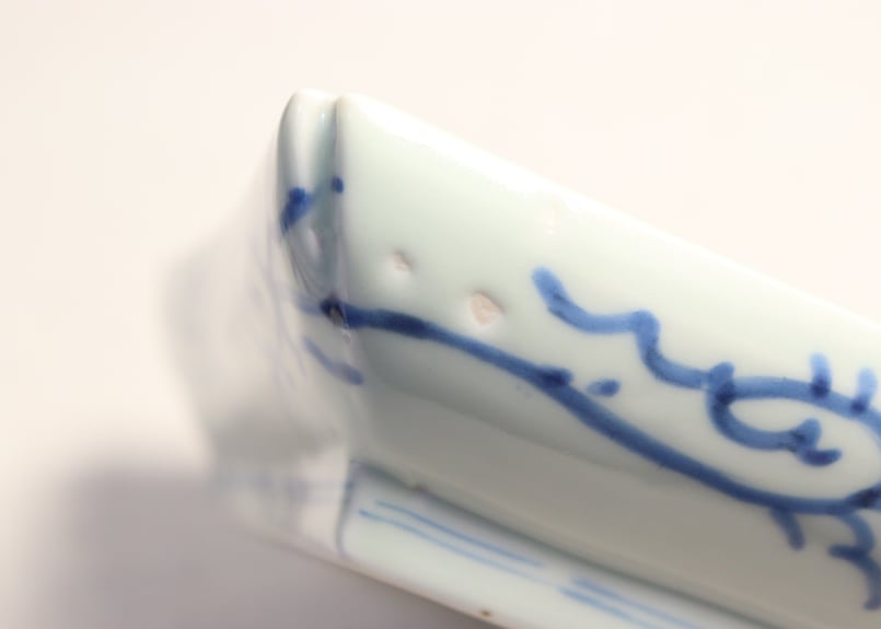 江戸幕末染付線描き牡丹図長皿 かたつき | 吉祥寺PukuPuku