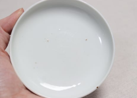 明治後期～大正銅判菊と蝶図蓋茶碗②少甘手