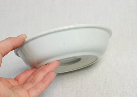 江戸幕末染付格子文図なます皿　膨れ