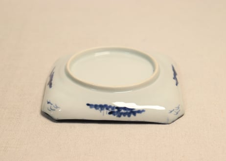 江戸後期染付船上人物図角皿②少かたつき