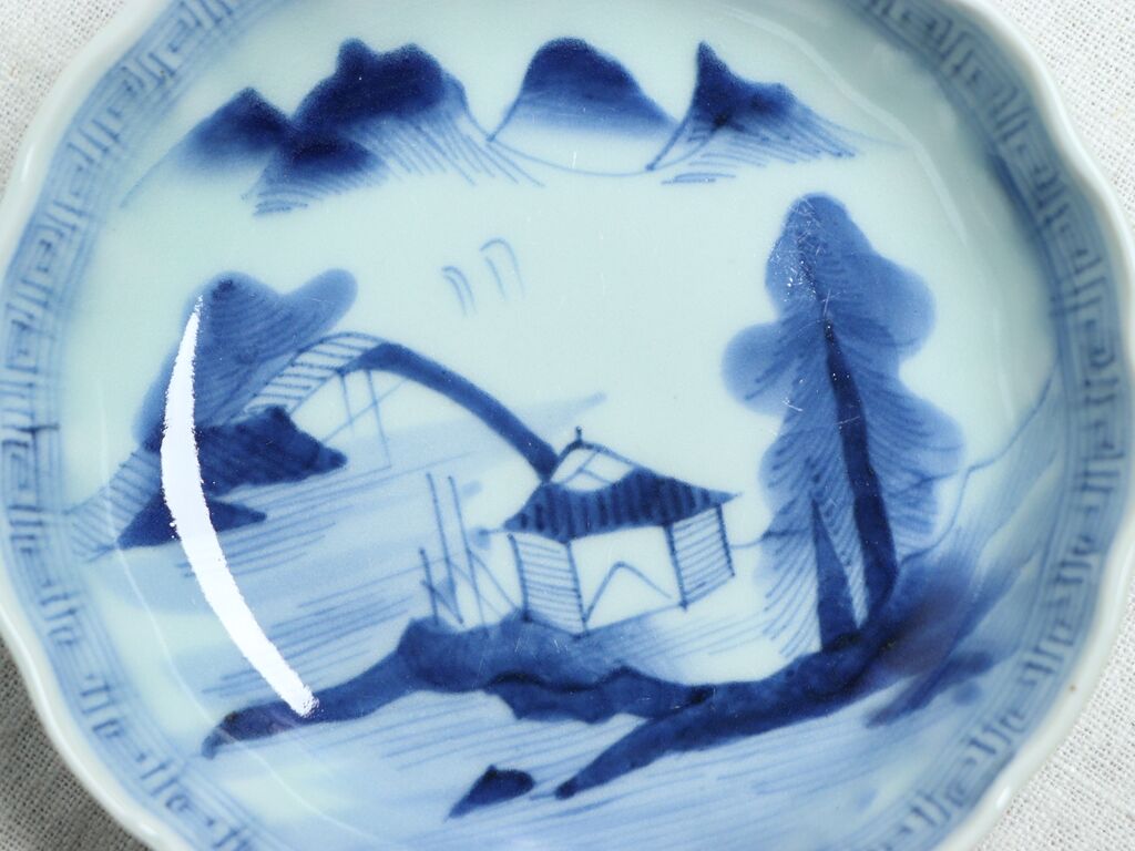 陶器 染め付け 燭台 江戸後期、明治