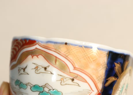 明治前期色絵松鶴と鶴丸図向付 フリモノ