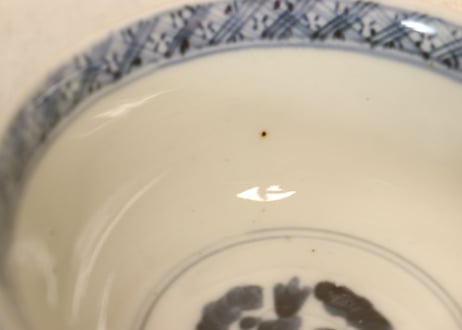 明治前期色絵山水図飯茶碗