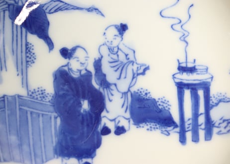 明治後期~大正銅判芭蕉と人物図小皿
