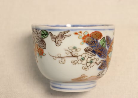 明治前期色絵紫陽花図通り物向付①見込み薄め