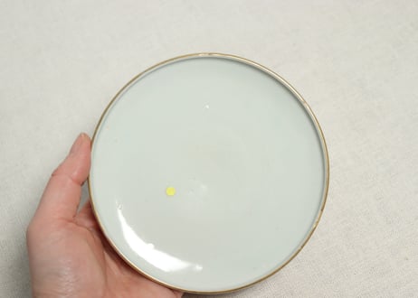明治前期色絵市松に松竹梅図蒸茶碗④少甘手,ひっつき