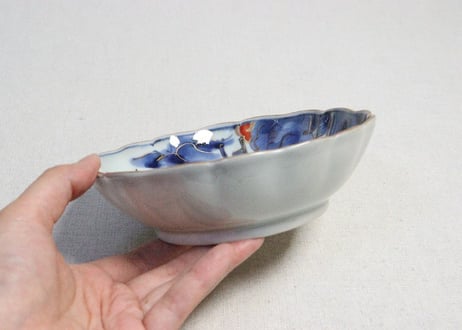江戸後期色絵芭蕉と麒麟図なます皿　5客組