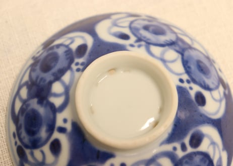 江戸幕末染付鼓図蓋茶碗