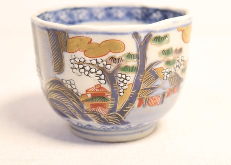 明治前期色絵山水図通り物向付② 小ニュウ