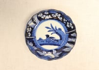 江戸後期染付柘榴と鳥図小皿