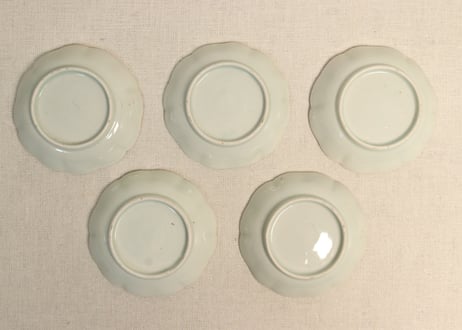 江戸後期色絵草花図小皿 5客組