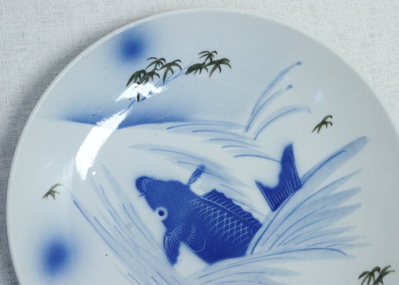 大正～昭和戦前吹墨鯉図8寸皿 | 吉祥寺PukuPuku