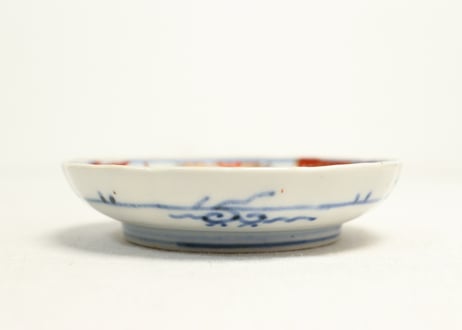明治前期色絵熨斗と鶴亀図小皿