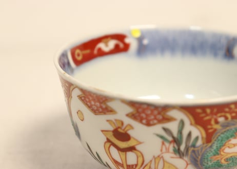 明治前期色絵兎図通り物飯茶碗②ひっつき,蓋少甘手
