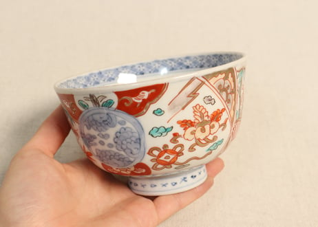 明治前期色絵竹梅と桐通り物飯茶碗①フリモノ