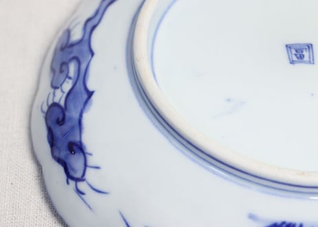 明治前期染付菊と花図7寸皿
