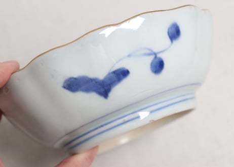 江戸幕末赤絵金彩秋海棠図通り物なます皿