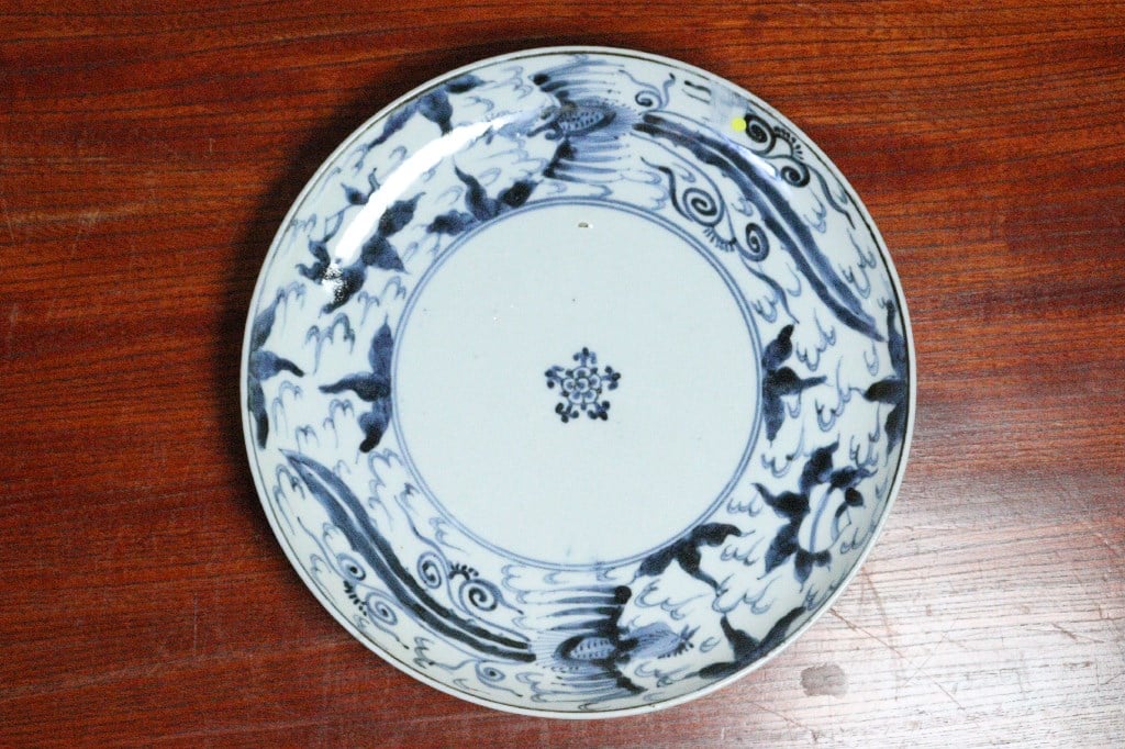 明代 漳州窯 呉須染付 鳳凰文五寸皿 17cm鳥文様 骨董品 original