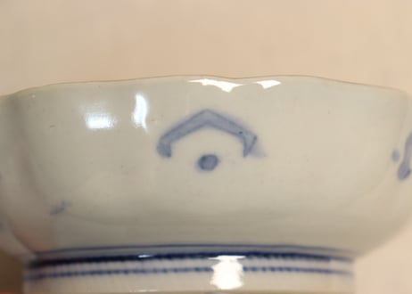 明治前期色絵桃と鶴図通り物なます皿
