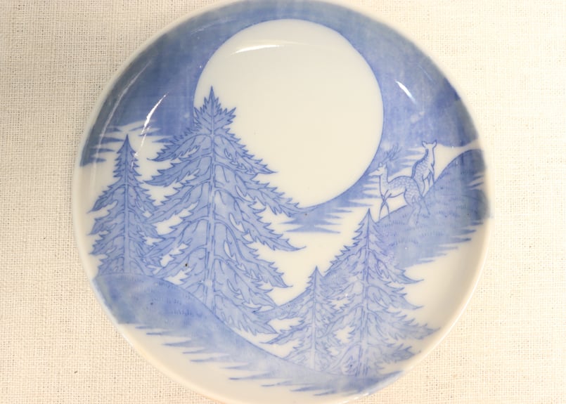 明治後期～大正銅判鹿と満月図小皿① | 吉祥寺PukuPuku