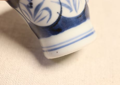 江戸後期染付草花図窓絵広東型小向付 5客組