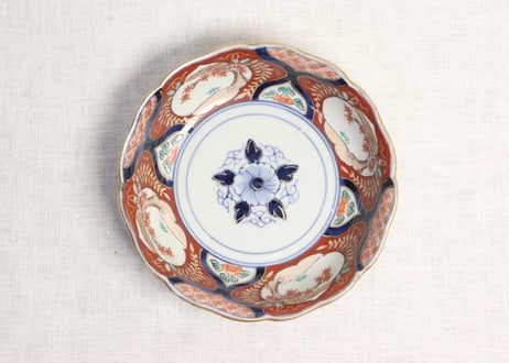 江戸中期色絵四方に紅葉と藤図なます皿5客組