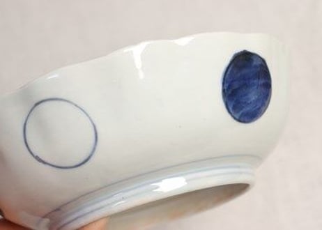 明治前期色絵扇面と花図大なます皿