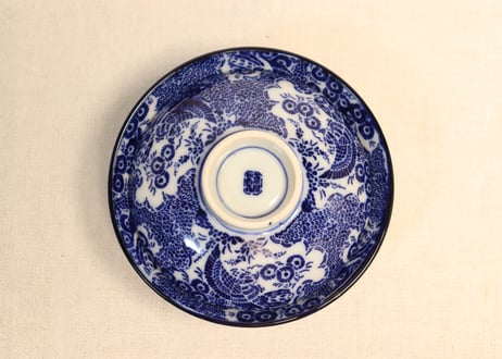 明治前期紙刷松に鷹図蓋茶碗