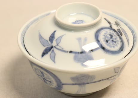 明治後期～大正染付枝に小鳥図飯茶碗①