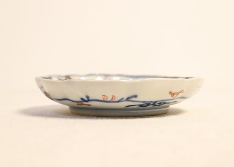 明治前期色絵山水図通り物小皿