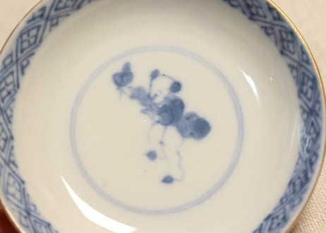 明治前期色絵松梅菊図飯茶碗