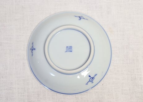 明治後期～大正染付いかだ人物図小皿