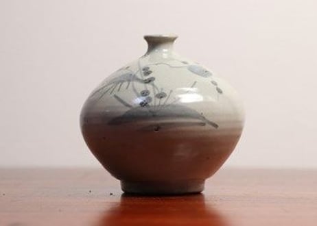 江戸中期染付竹梅図油壷