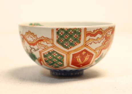 明治前期色絵桐と鳳凰図蓋茶碗