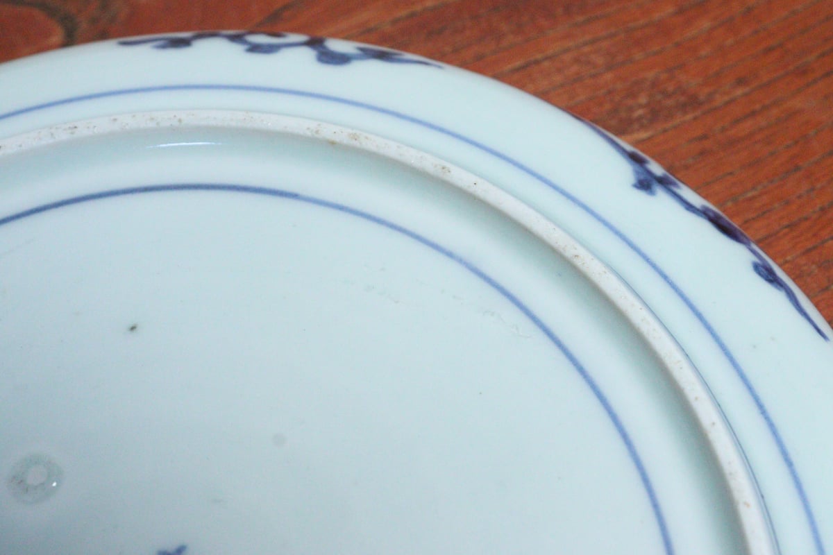 江戸中期色絵竹梅と菫図7寸皿② やや深め | 吉祥寺PukuPuku