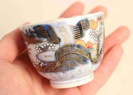 明治前期色絵山水図通り物小向付