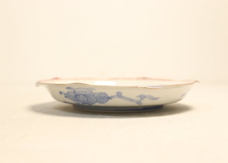 明治前期色絵桐に扇図5寸皿②薄め