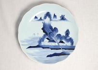 江戸幕末染付山水図尺皿