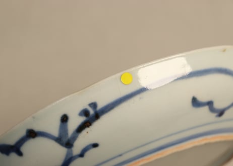 江戸中期染付鉄線図６寸皿②　小ニュウ有