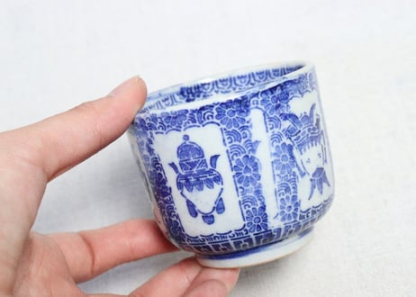 明治前期紙刷窓絵壺図向付