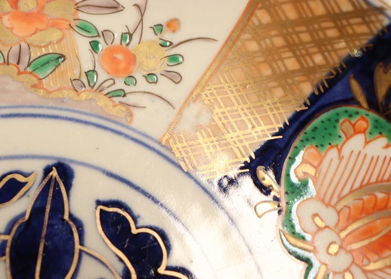 明治前期色絵六方に牡丹図7寸皿① | 吉祥寺PukuPuku