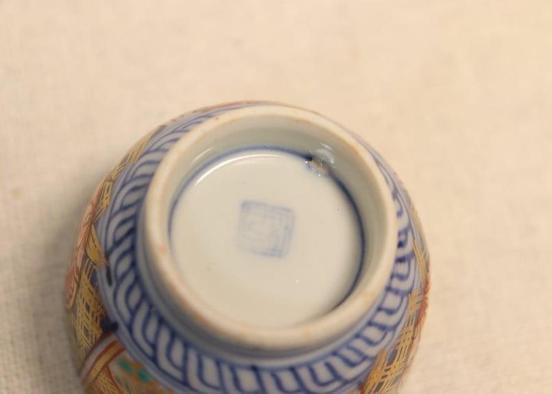 明治前期色絵桃と鶴図通り物小向付 | 吉祥寺PukuPuku